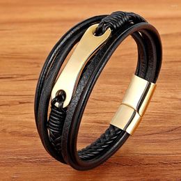 Bracelets porte-bonheur TYO luxe multicouche corde enroulée en cuir Bracelet en acier inoxydable fermoir magnétique tressé à la main bijoux d'affaires pour hommes