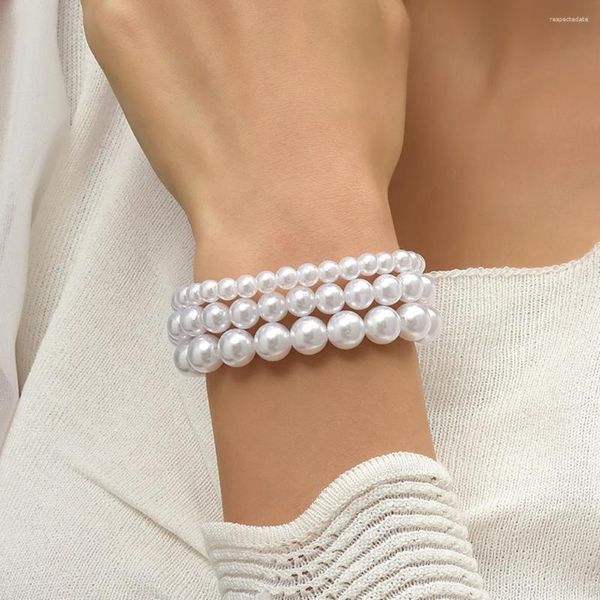 Bracelets porte-bonheur u-magical exquis Double couche Imitation perle Bracelet perlé pour les femmes tempérament cercle fête bijoux