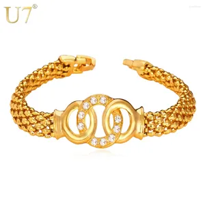 Bracelets Charm U7 Rendy Rhinestone Round Round Circles Cross Gold Color Caden Bangles for Women H649