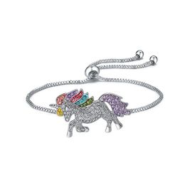 Pulseras con dijes Unicornio Damas Pulsera de color dorado Declaración creativa Delicado Tirón Ajustable Cadena de mano Joyería para mujer Moda Dr Dhcqd