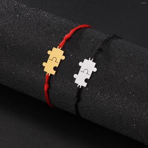 Bedelarmbanden Unift Jigsaw Puzzle for Women Black Red String Fashion Trendy BFF paar sieraden gepaarde handarmband accessoires cadeau
