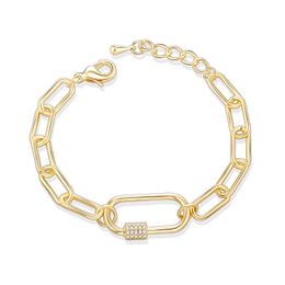 Bracelets porte-bonheur unisexe plaqué or chaîne Bracelet pour hommes femmes zircon cubique réglable cristal cubain fête bijoux homme cadeau