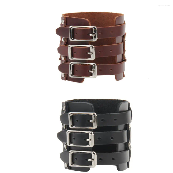 Pulseras de encanto unisex punk moda pu cuero abrigo ancho cinturón pulsera joyería para hombres