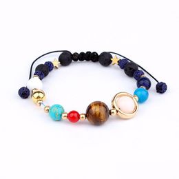 Bracelets de charme Univers Galaxy Les huit planètes du système solaire Guardian Star Pierre naturelle Perles de lave Aromathérapie Essent Dhgarden Dhfki