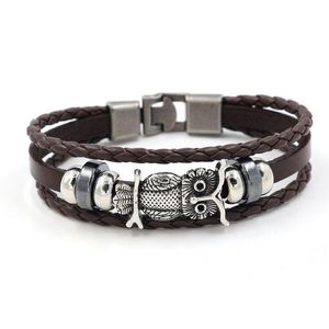 Bedelarmbanden Update Uil Oude Sier Armband Weave Mtilayer Wrap Lederen Armbanden Bangle Manchet Polsband Voor Vrouwen Mannen Dhgarden Dhb9J