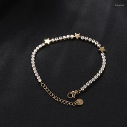 Bracelets de charme US7 Tendance Star Moon Heart Bracelet En Acier Inoxydable Strass Tennis Chaîne Bracelets Bijoux 2023 Mode