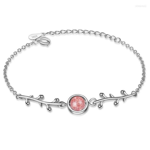 Bracelets porte-bonheur Utimtree Bracelet de mode pour les femmes Feuilles de cristal de fraise naturelle Pulseira JewelryCharm Inte22