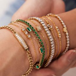 Bracelets de charme Uworld Maximalist trempé avec des pierres précieuses en zircone cubique Bracelet en acier inoxydable pour femmes bijoux cadeau bracelet étanche bijou 231027