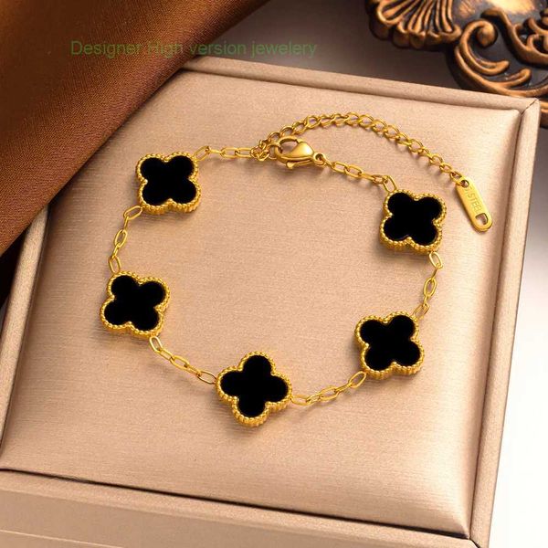 Pulseras con dijes Van Fashion Luxury Classic 4/Cuatro Hojas Pulsera de trébol 18k Hija de oro y joyería de regalo de la madre con caja