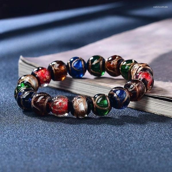 Bracelets porte-bonheur variété de perles de verre colorées, avec pendentif amoureux unisexe, chapelet Mala, bijoux à faire soi-même