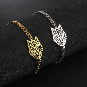 Bracelets de charme Vassago Punk creux Animal tête de loup Bracelet dames hommes en acier inoxydable accessoires de fête paquet cadeau