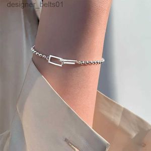 Bedelarmbanden VENTFILLE 925 sterling zilver Geometrische vierkante ronde kralenarmband voor vrouwen Persoonlijkheid Temperament Eenvoudige handsieraden PartyL231214