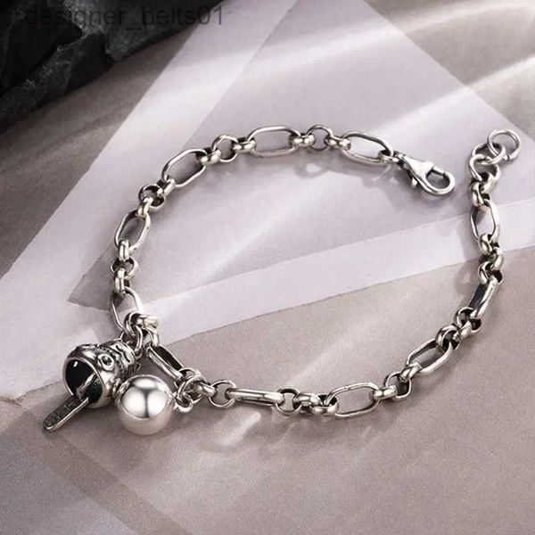 Pulseras con dijes Ventfille 925 Sterling Silver Lucky Cat Bell Pulsera para mujeres Temperamento simple Fiesta Regalo Joyería 2023 Nuevo DropshippingL231214