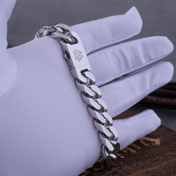 Bracelets porte-bonheur Viking Cast chaîne cubaine hommes Bracelet en acier inoxydable fin poli quatre côtés coupe petit ami cadeau en gros 230215