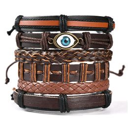 Bracelets De Charme Vinatge Gothique Punk Skl Star Métal Mtilayer Bracelet En Cuir Hommes Bracelets Mâle Bras Bijoux En Gros Drop Delivery Dhx5C