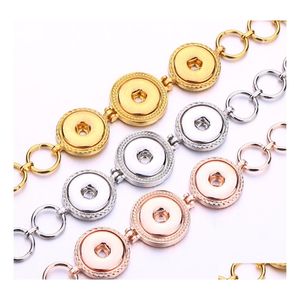 Bedelarmbanden vintage 18 mm snap knop hart armband sier gouden link ketting drie snaps knoppen sieraden voor vrouwen mannen drop levering dhs7a