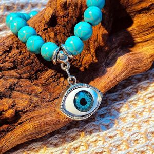 Charm Armbanden Vintage Dieren Hanger Turquoise Kralen Armband Voor Vrouwen Mannen Blue Eyed Cross Zeester Sieraden 2023 Zomer