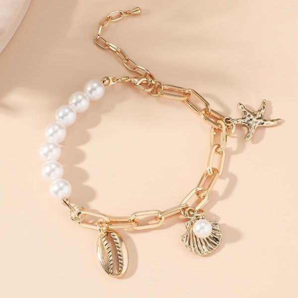 Bracelets de charme Vintage Bohemian Pearl Shell Starfish Star Pendentif Bracelet pour femmes 2023 Summer Classic Beach Party Bijoux Cadeaux