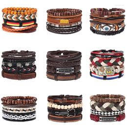 Bracelets de charme Bracelet Vintage pour hommes tissé combinaison costume peau de vache lanière bricolage cuir pour hommes Europe et Amérique