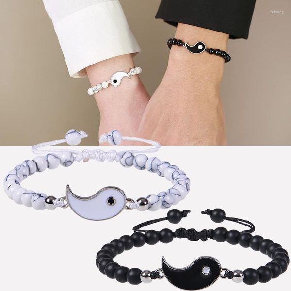 Pulseras de encanto Pulsera vintage Piedra Hombres y mujeres Yin Yang Tai Chi Ocho Trigrams Beads Personalidad Pareja