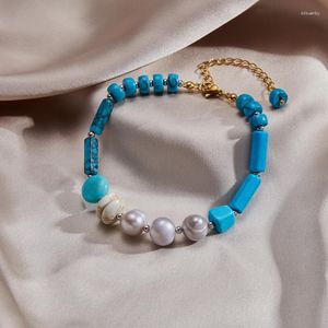 Bracelets de charme Vintage Mode Bleu Turquoise Naturel Perle Bracelet Pour Femmes Haute Qualité Bijoux Bracelets Accessoires En Gros