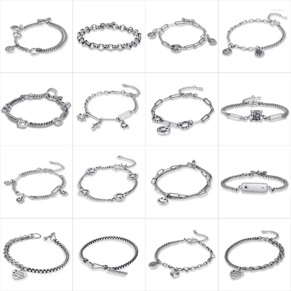Bracelets de charme vintage pour femmes couleurs argentées chaînes de métal lady girl girl cadeau de fête de fête de bijoux coeur aim moi couronne