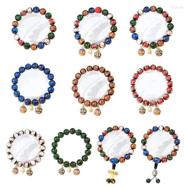 Pulseras de encanto Pulsera de vidrio gris vintage con cuentas multicolores Estilo chino Brazaletes étnicos Accesorio para fechas de uso diario