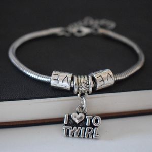 Bracelets à breloques Vintage I Love Twirl lettres pendentif cadeau de noël pour FrinedsCharm