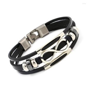 Bedelarmbanden vintage infinity kralen armband mannen punk multi-layer lederen luxe sieraden geschenken groothandel