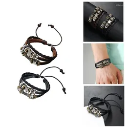 Bracelets de charme Bracelet en cuir Vintage Punk Star Bracelet perlé multicouche bijoux Wrap pour les femmes livraison directe