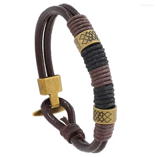 Pulseras de encanto brazalete de cuero vintage para hombres Weaves hechos a mano Cabera Braslet Pirata Náutica Surfer Braclet Hiphop Rock Jewely