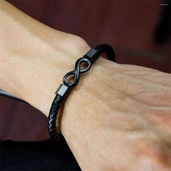 Pulseras de encanto Pulsera de cuero vintage Moda Número 8 Infinito para hombres Joyería Chica Regalo Pareja Brazaletes Pulseiras