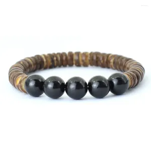 Bracelets de charme Vintage Hommes Bracelet En Bois Méditation Yoga Bouddha Brin Braslet Pulseira Masculina Naturel Noix De Coco Perle Braclet Erkek