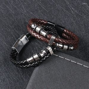 Bracelets de charme Vintage hommes et femmes tissé créatif bracelet en cuir en alliage d'acier inoxydable boucle magnétique bijoux personnalisés