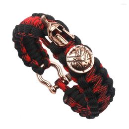 Bracelets porte-bonheur Vintage Bracelet en cuir pour hommes Creative Spartan Paracord Lifesaving Seven-core Bow Boucle Personnalité Mode Rétro