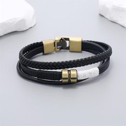 Charm Bracelets Vintage Multi-layer Leather Woven Beads Bracelet Charming Men's Fashion Hip-hop Punk Accesorios Joyería al por mayor