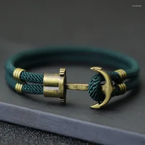 Bracelets de charme bracelet vintage Bracelet Men Bronze Punk Braclet Outdoor Survival Braslet Gift for Him Double Safety Corde Brazalete Pulseras