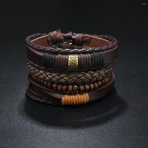 Bracelets porte-bonheur Vintage Bracelet en cuir PU pour hommes multicouche tressé pâte frite torsades bijoux à cordon