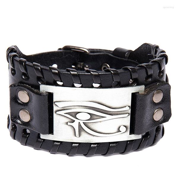 Bracelets de charme Vintage Punk large bracelet en cuir hommes Viking Eye d'horus bijoux accessoires cadeaux de fête