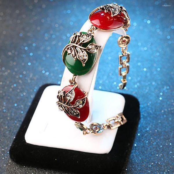 Bracelets porte-bonheur Vintage strass branche rouge vert résine femmes Bracelet Bracelet bijoux pour amis cadeaux