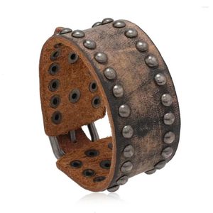 Bedelarmbanden vintage klinknagel lederen armband voor mannen eenvoudige cross riem gesp etnische sieraden geometrische accessoires