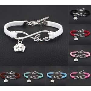 Pulseras con dijes Vintage Sier Love Infinity Enfermera Doctor Caja de medicina Pulsera Brazalete para mujeres Color mezclado Veet Cuerda Joyería Drop Deli DHC9U