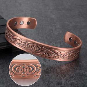 Bracelets porte-bonheur Vinterly Viking pour femmes énergie pur cuivre Bracelet magnétique mâle unisexe Vintage réglable manchette bracelets bijoux 230511