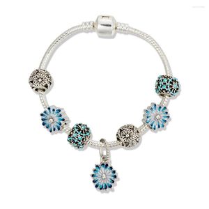 Bracelets de charme VIOVIA 2022 Arrivée Perles de couleur Fleurs bleues Daisy Design pour bracelet original cadeau femmes B20017