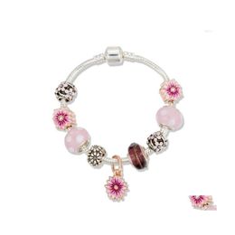 Bracelets de charme Viovia 2022 Daisy Flowers Design Arrivée Perles de avec papillon pour bracelet original bijoux B20010 Drop Delivery Dh1Cv