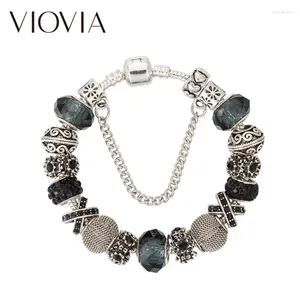 Bracelets de charme VIOVIA Bransoletk Perle de cristal 3 couleurs Amour pour les femmes Fit Original Bijoux Accessoires DIY Bracelet Cadeau B17003