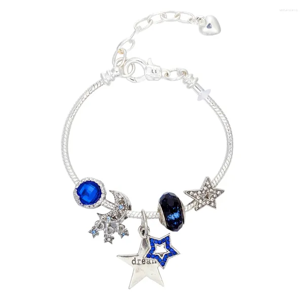 Pulseras con dijes VIOVIA Diseño Ajustable Langosta Azul Real Estrella Brillante Colgante Encantos Pulsera Con Cuentas Joyería Haciendo Regalo Para Mujeres