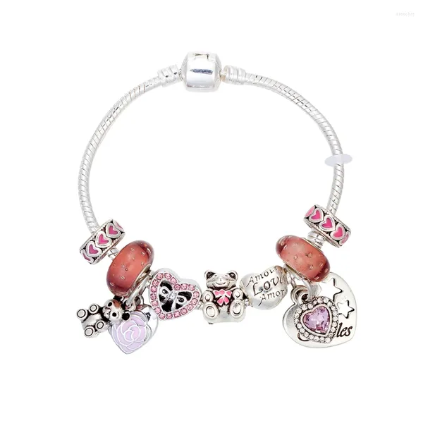 Bracelets de charme VIOVIA Design Pulcera Surtidor Charmes de fleurs en forme de coeur pour les femmes DIY Perles Fit Bracelets originaux Bijoux Cadeaux