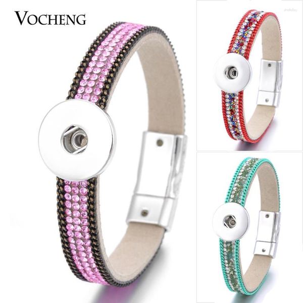 Bracelets de charme Vocheng Ginger Snaps Bijoux 8 Couleurs 18mm Coloré Bling Cristal Cuir Aimant Fermoir Bracelet NN-464 Snap