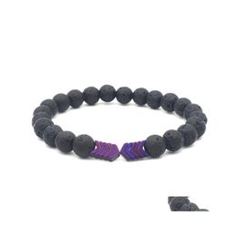 Charm Bracelets Volcanic Lava Stone Para Mujeres Hombres 8Mm Yoga Beaded Aromaterapia Brazalete Flecha Pulsera Joyería Regalo M323Y F Drop Delive Dhbs4